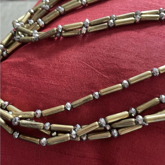 Chico’s Sparkle Long Beaded And Faux Diamond Layered Necklace - Picture 4 of 5